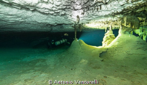 underwater cave of Xunaan-Ha, located in Chemuyil, Quinta... by Antonio Venturelli 